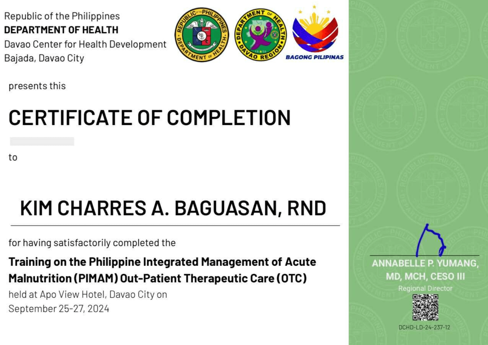 k.c. baguasan, rnd trainings 3